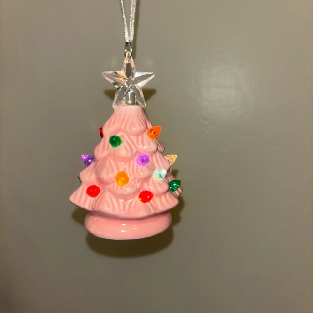 Pink Ceramic Christmas Tree Ornament
